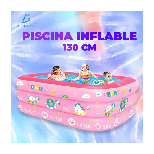 ALBERCA RENCTANGULAR INFLABLE DE 3 AROS 130CM