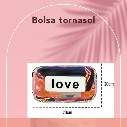 BOLSA DE MANO CON DISEÑO LOVE TORNASOL PARA DAMA