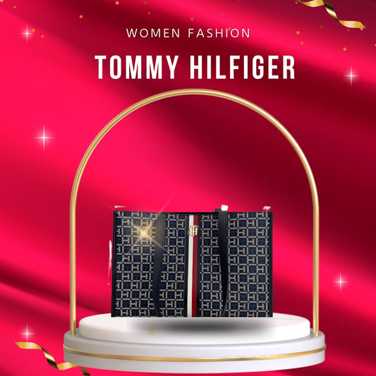 BOLSA DE MANO TOMMY HILFIGER GRIS CON AZUL